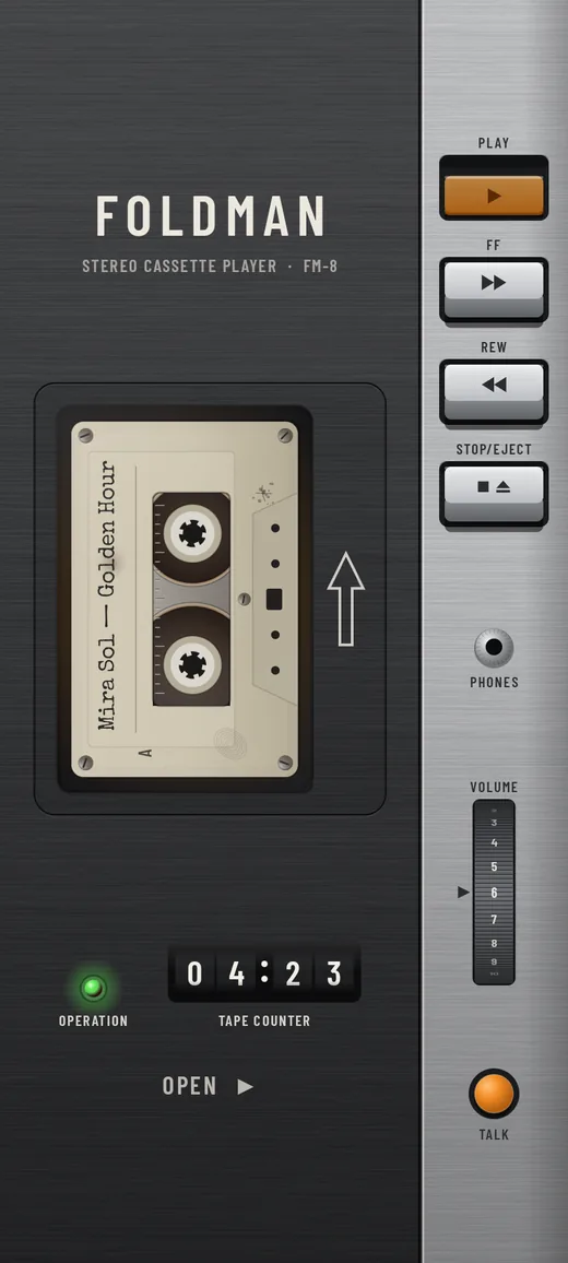 The door shut and the tape playing on an ordinary phone.
