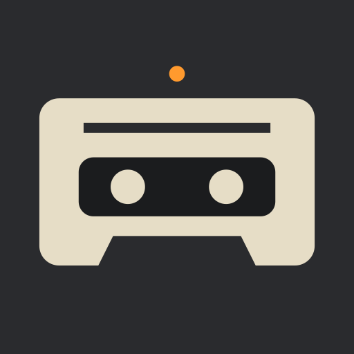 The Foldman app icon: a cream cassette on charcoal with an orange dot.